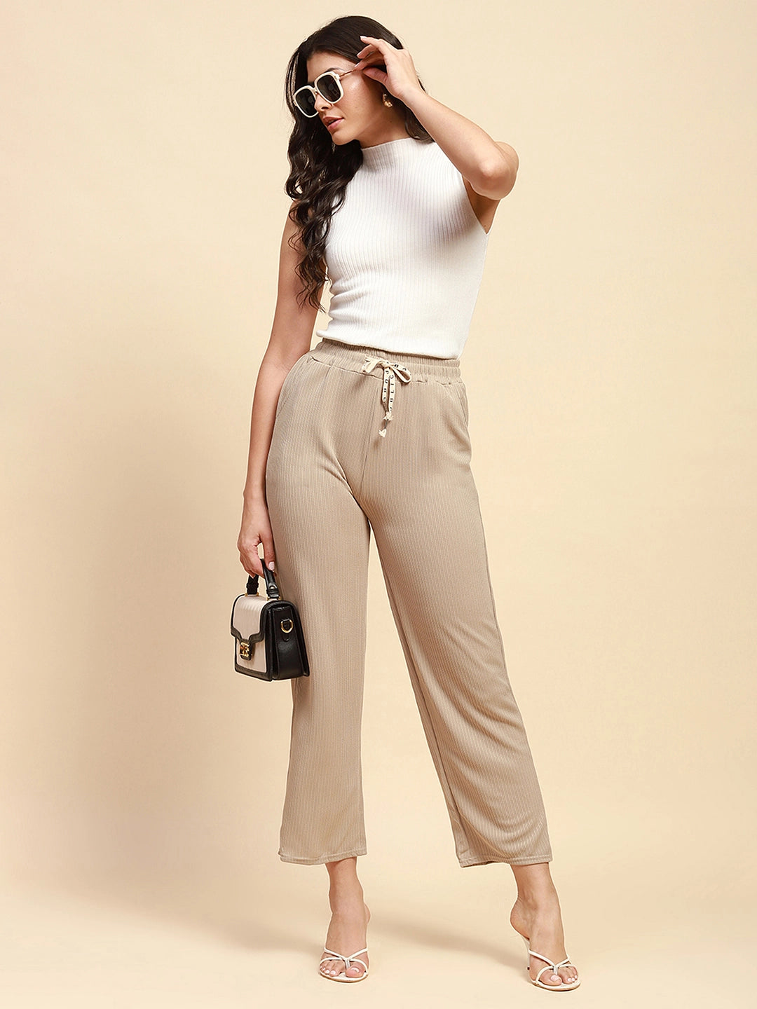 Beige  Solid Lower - Global Republic