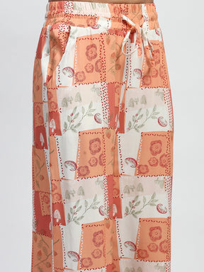 Brown Rayon Digital Print Nightsuit