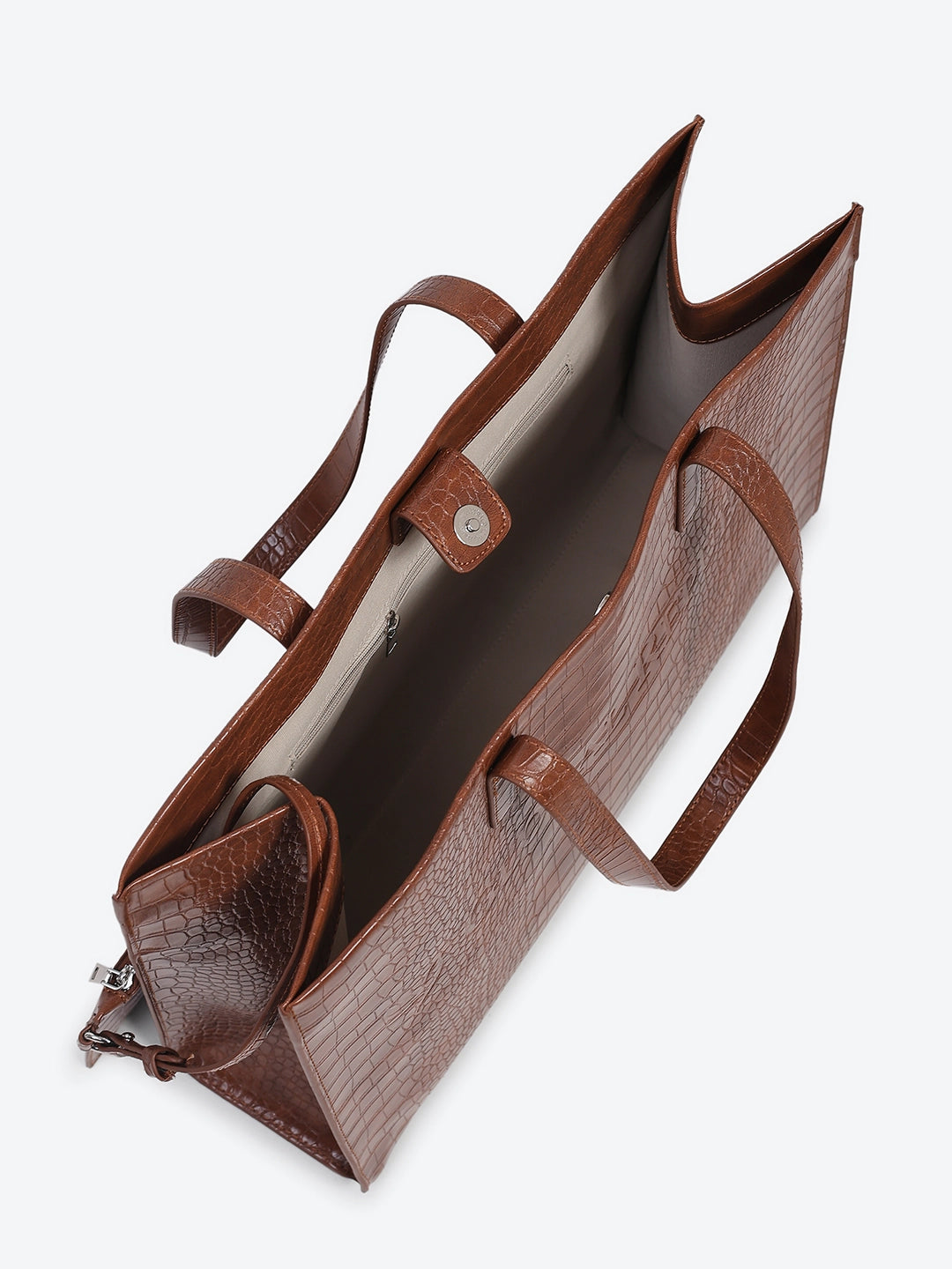 Brown Textured Oversized Tote Bag - Global Republic