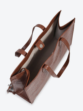 Brown Textured Oversized Tote Bag - Global Republic