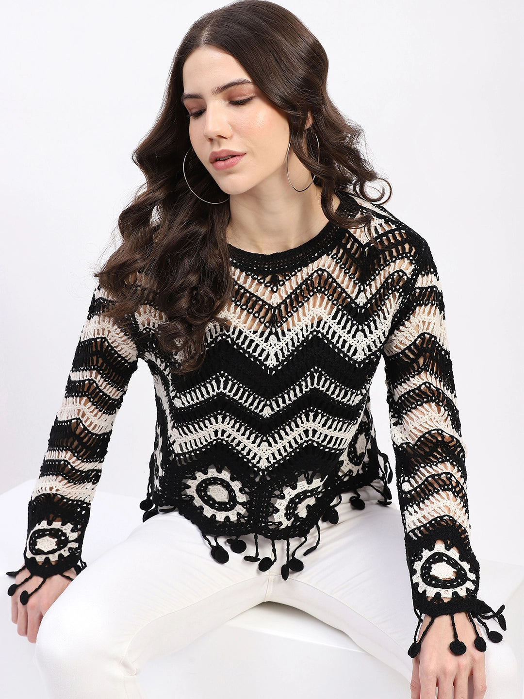 Chevron Woven Crochet Top - Global Republic