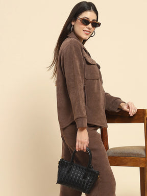 Brown Poly Blend Co-Ord Set