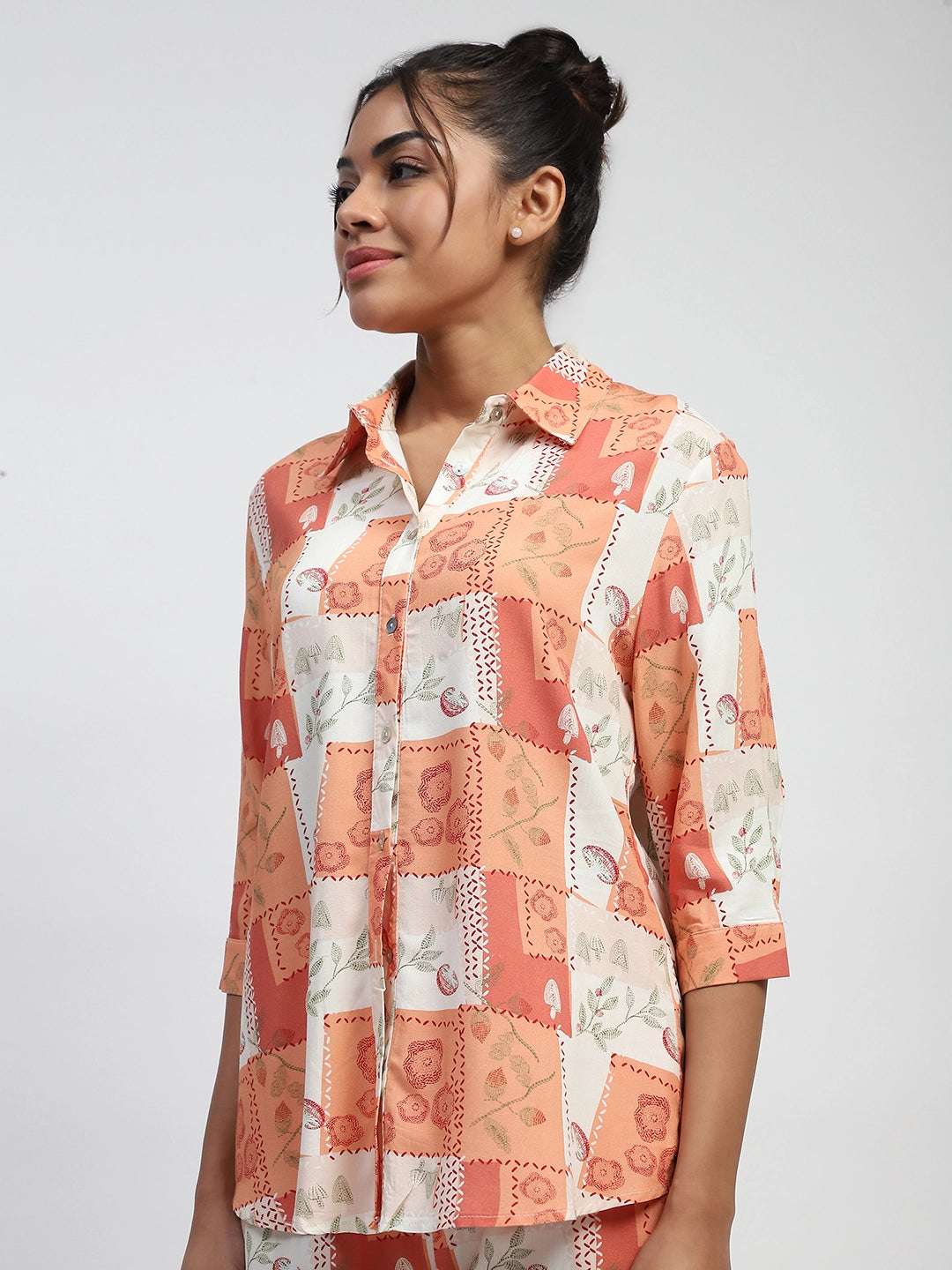 Brown Rayon Digital Print Nightsuit