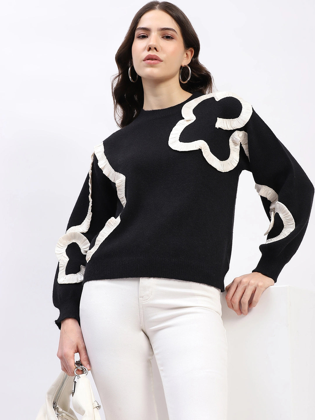 Ribbon Floral Embellished Pullover - Global Republic