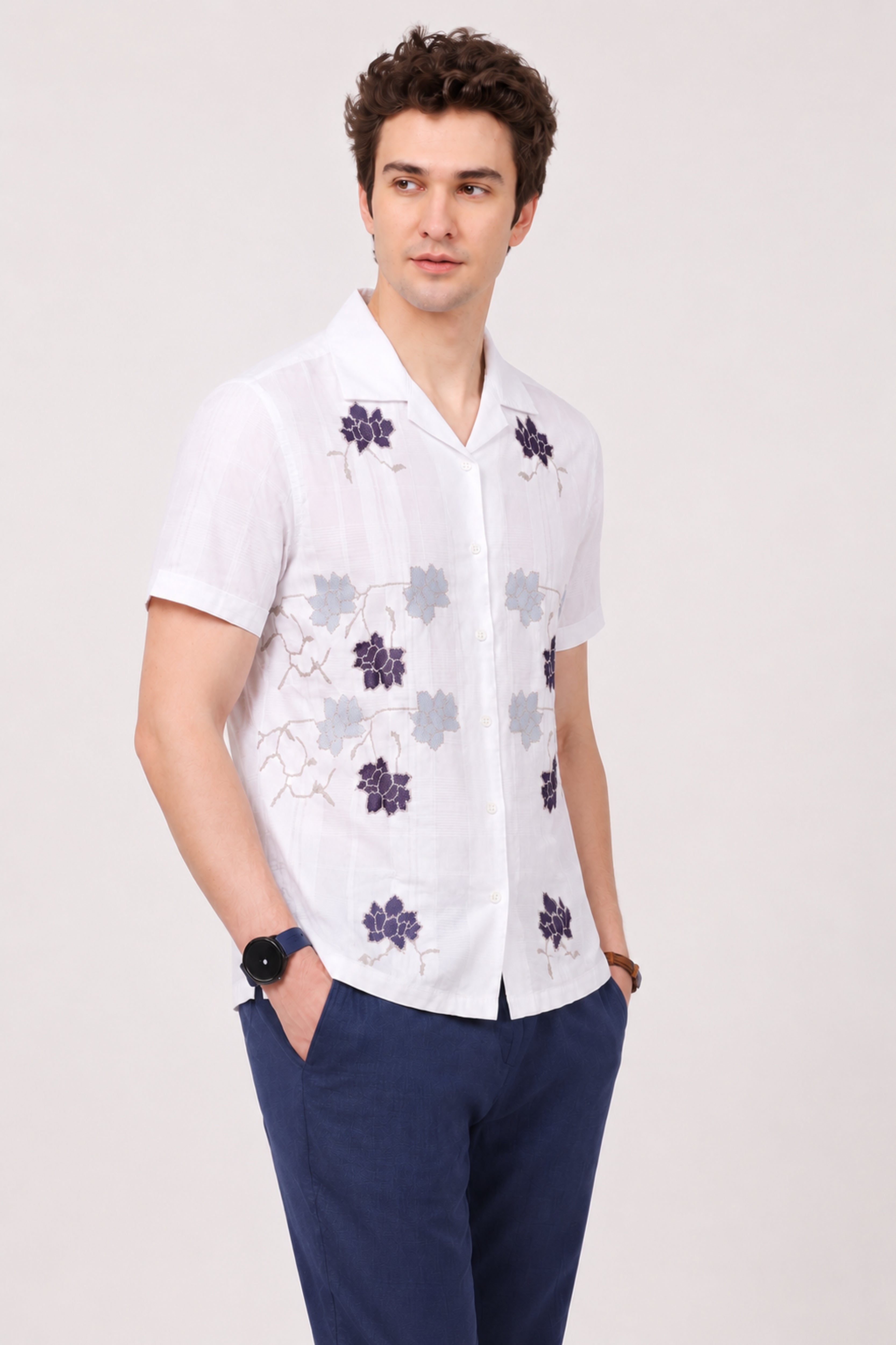 White Embroidered Cotton Shirt