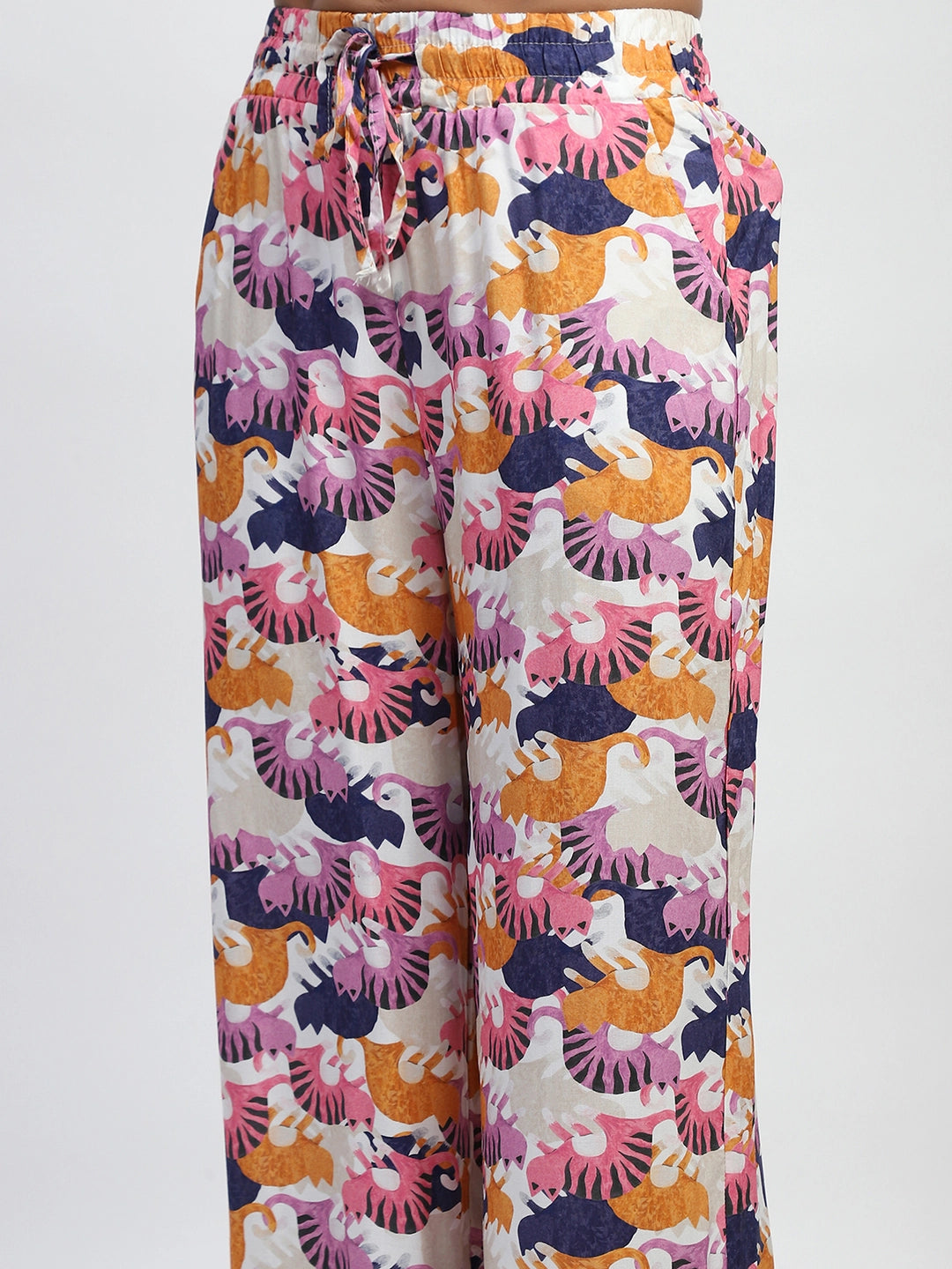Multicolor Printed Rayon Nightsuit