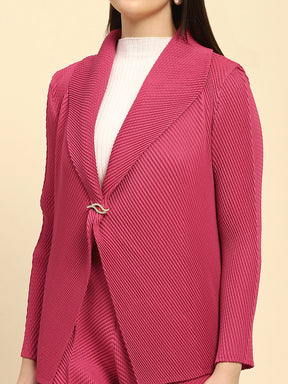Hot Pink Poly Blend Co-ord Set