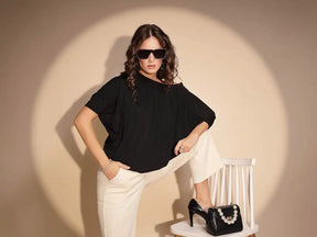 Black Half Sleeve Off Shoulder Top