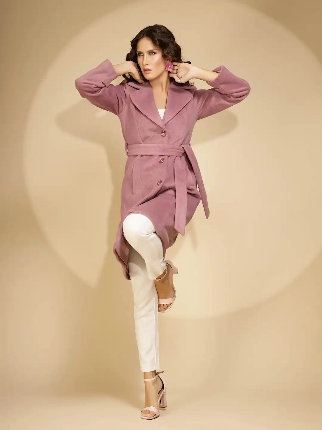 Women's Solid Collared Neck Purple Blazer