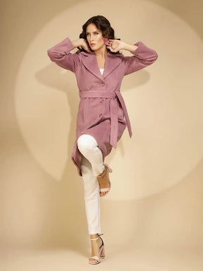 Women's Solid Collared Neck Purple Blazer