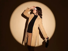 Women's Solid Collared Neck Cream Blazer
