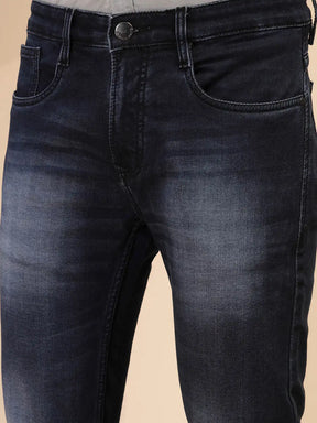 Solid Blue Mid Rise Denim Skinny fit Jeans