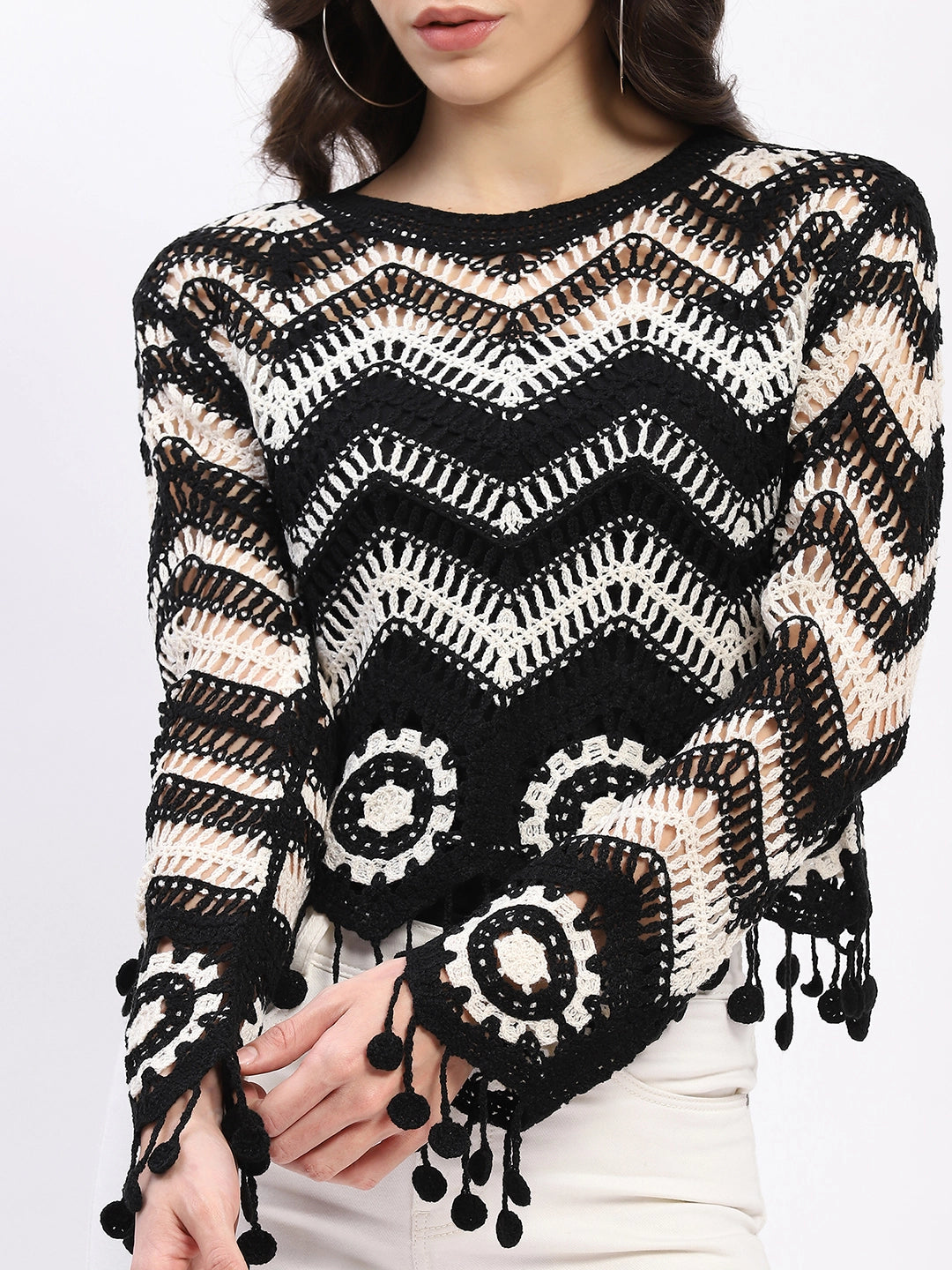 Chevron Woven Crochet Top - Global Republic