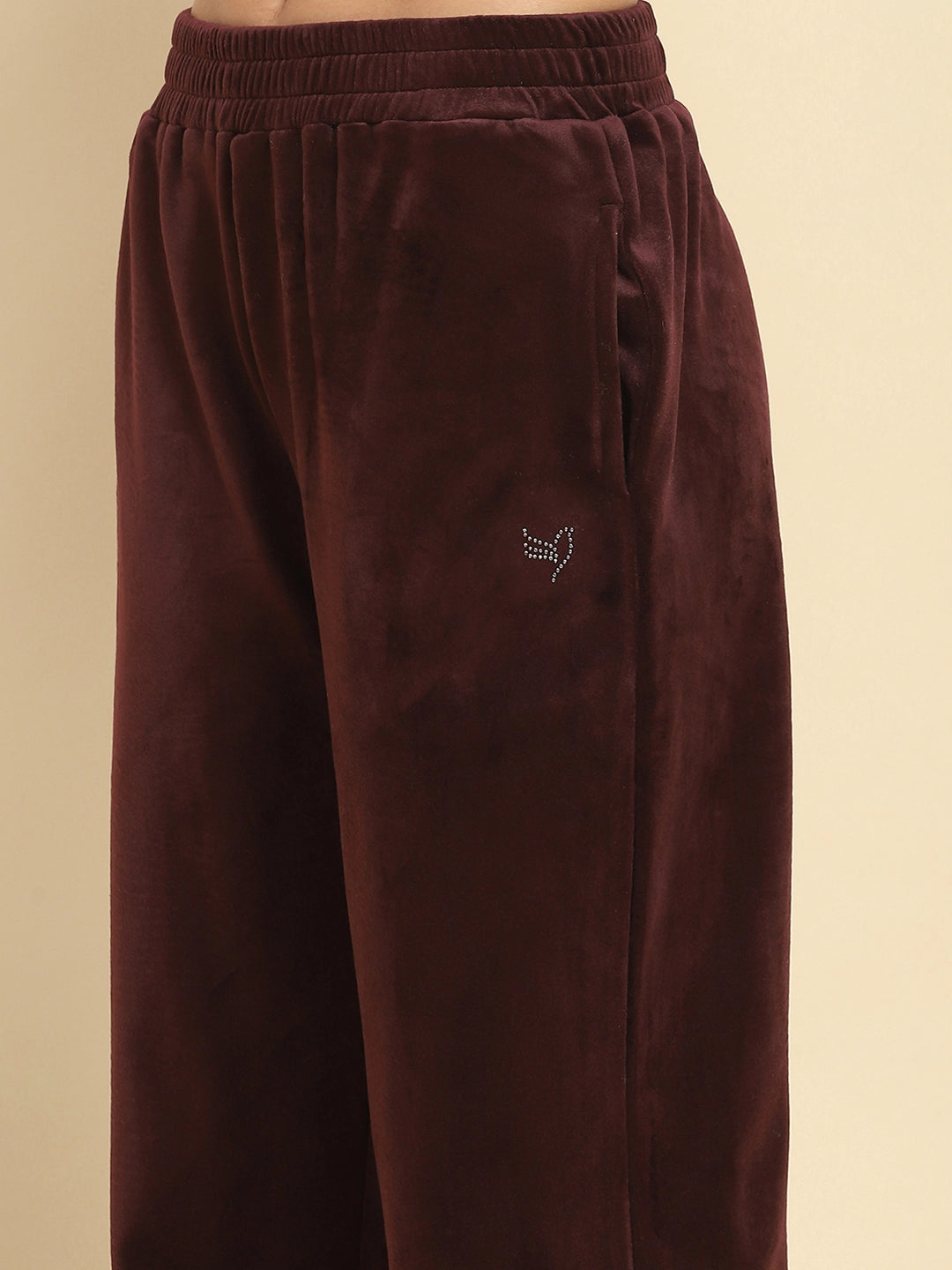 Burgundy Velvet Relaxed Winter Nightsuit - Global Republic