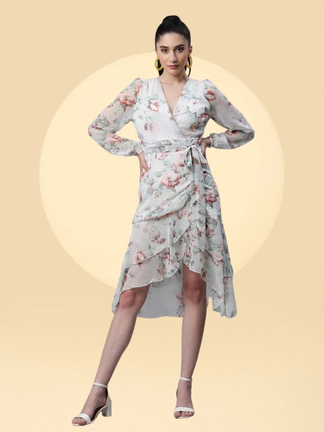 Green Floral Georgette Dress
