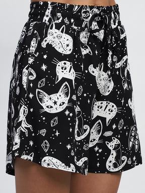 Black Rayon Abstract Print Nightsuit