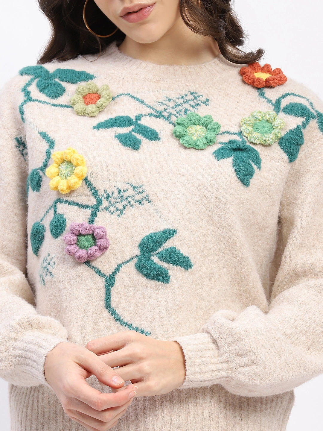 Floral 3D Embellished Pullover - Global Republic