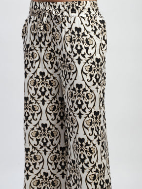Black Rayon Abstract Print Nightsuit
