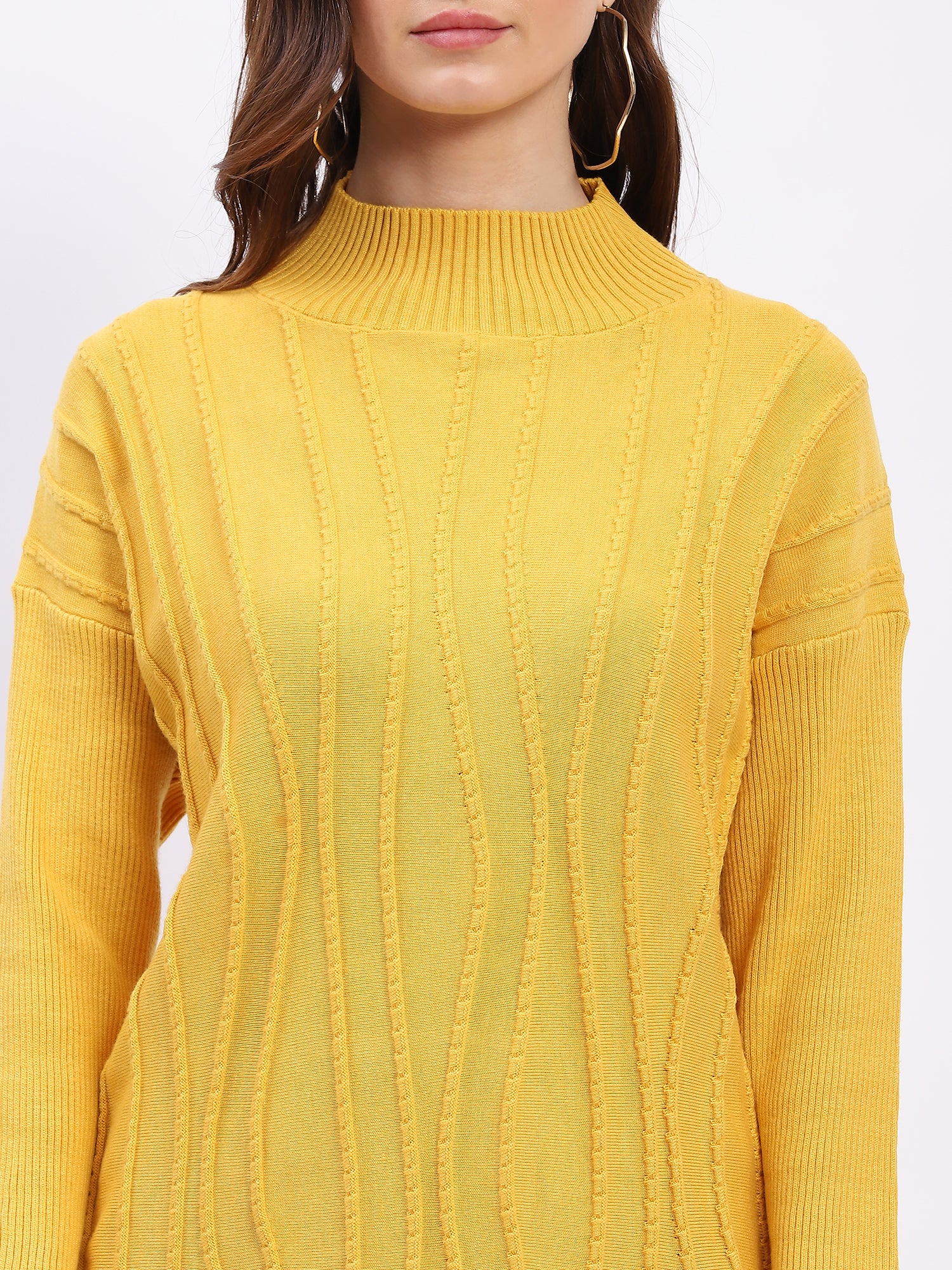 Textured High Neck Tunic Pullover - Global Republic