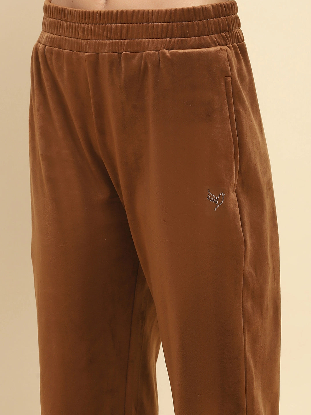 Brown Velvet Relaxed Winter Nightsuit - Global Republic