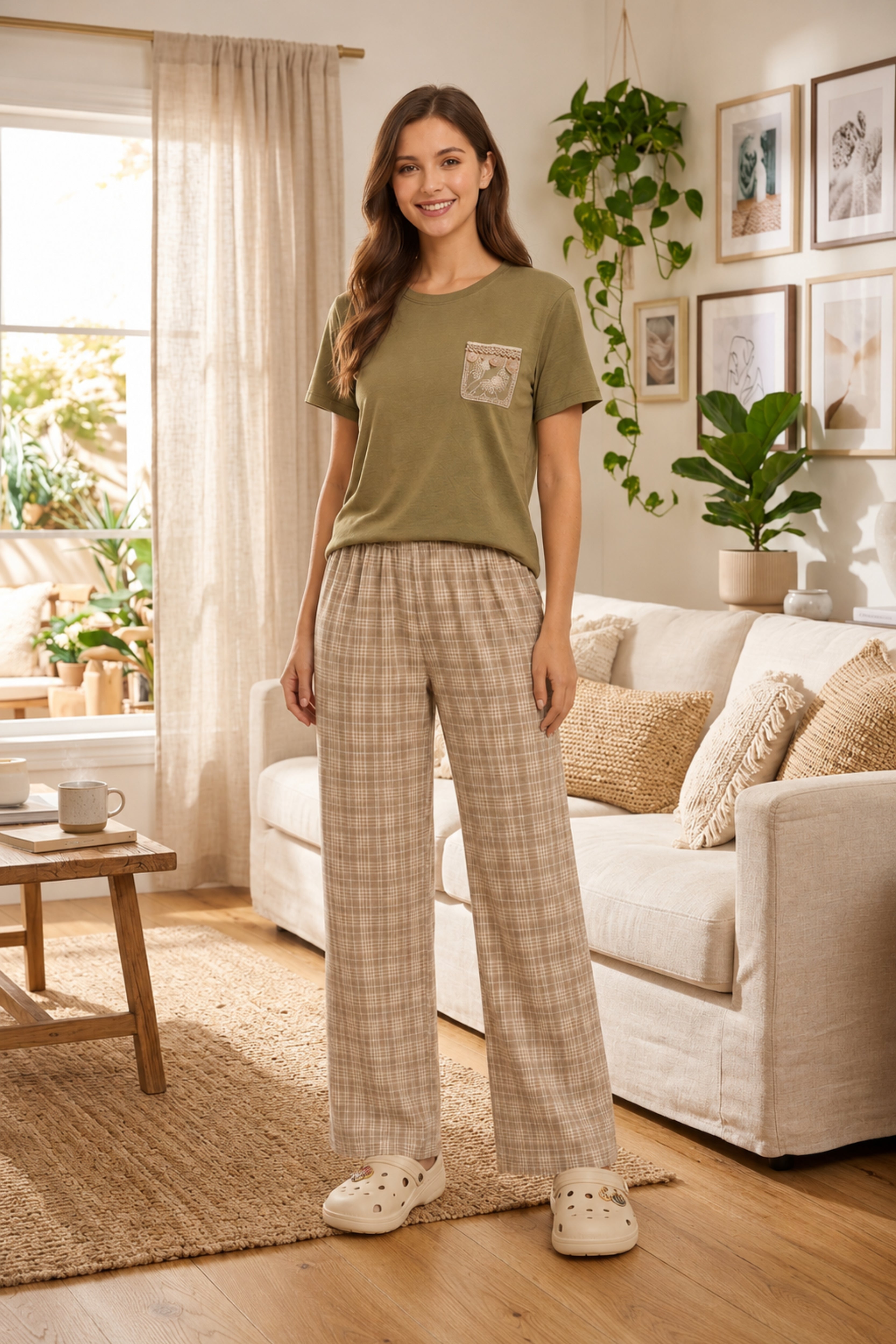 Green Cotton Night Suit Set