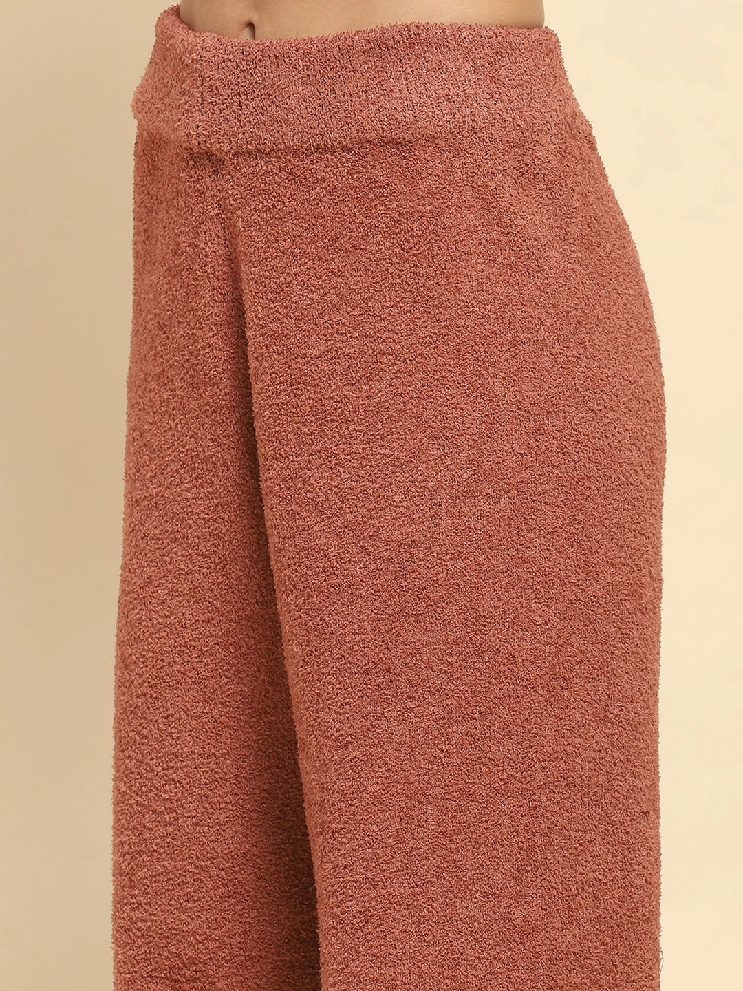 Brown Poly Blend Winter Loungewear