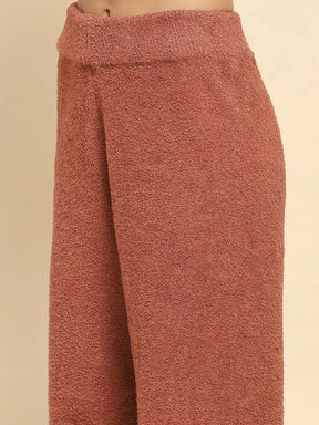 Brown Poly Blend Winter Loungewear