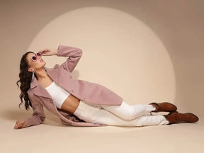 Women's Solid Collared Neck Pink Blazer