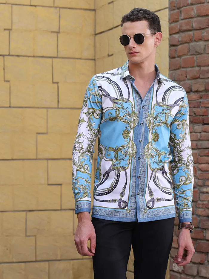 Abstract Print Cotton Regular Fit Shirt