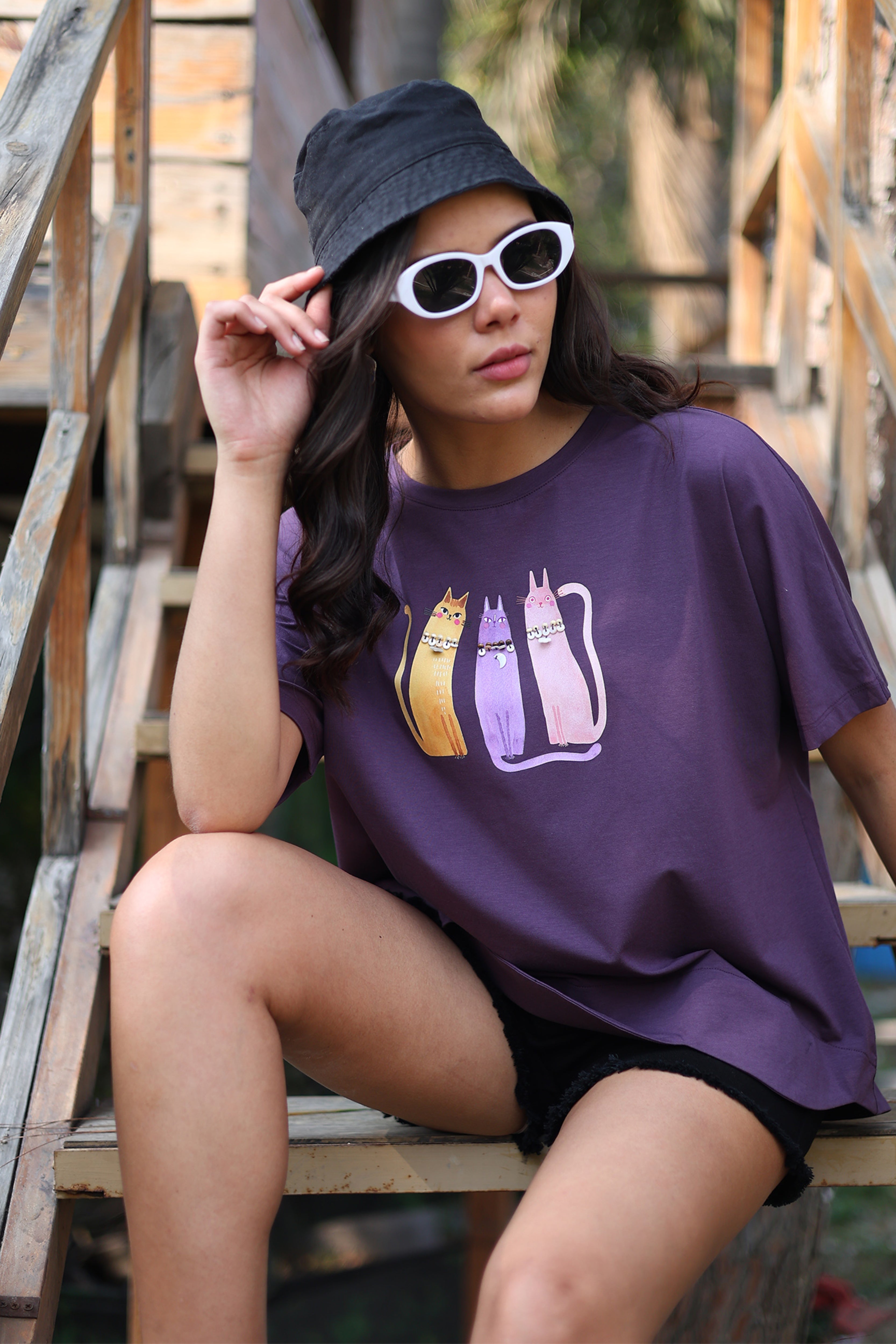 Purple Modal Blend Printed & Embellishment Top