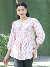 White Floral Embroidered Cotton Tunic