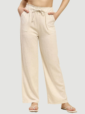 Natural Solid Cotton Linen Relaxed Lower - Global Republic