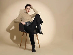 Brown Solid Full Sleeve Turtle Neck Knitted Skeevi