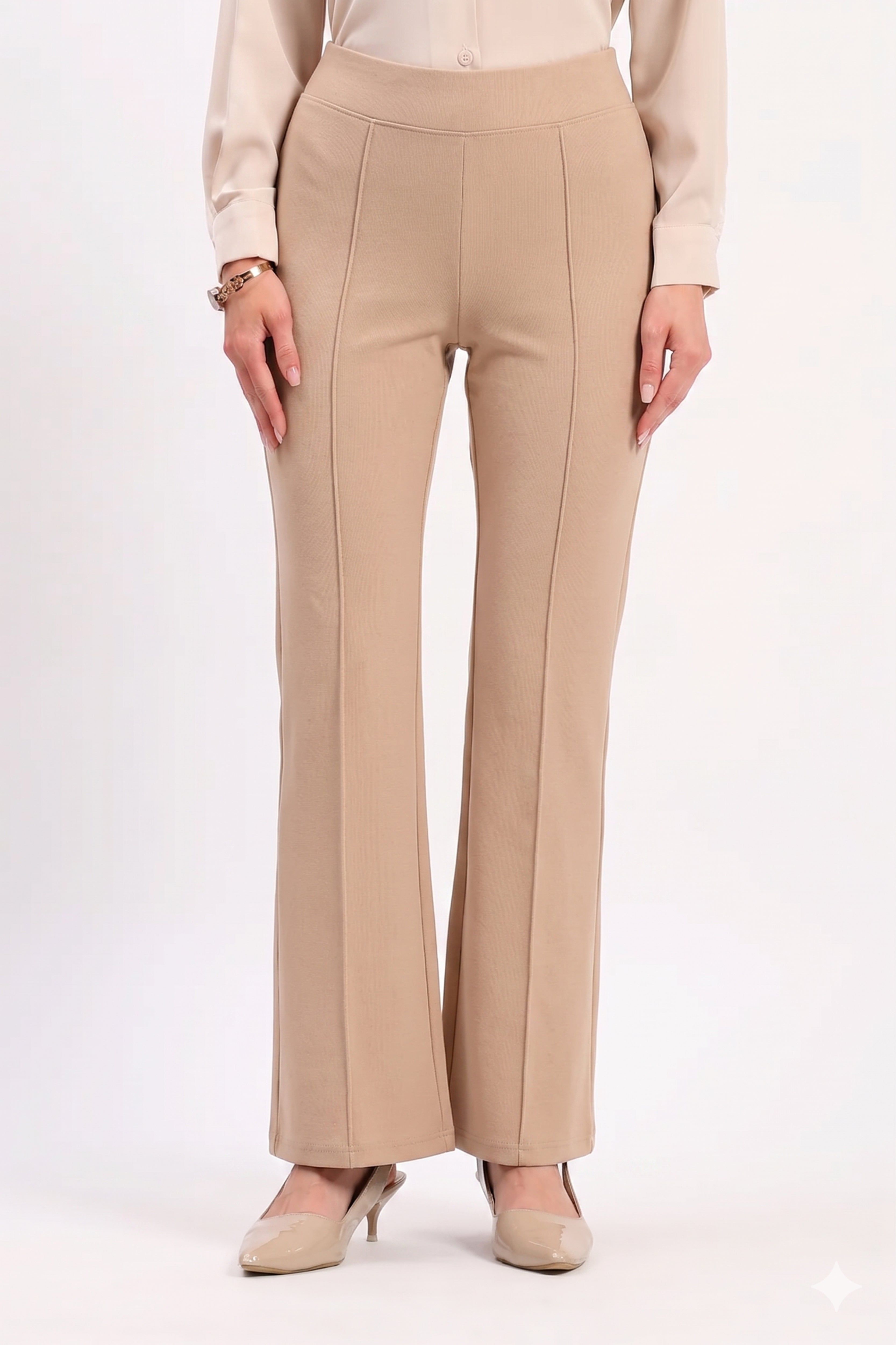 Beige Cotton Spandex Jeggings