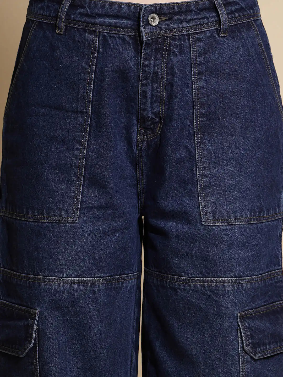 Blue Solid Boyfriend Fit Mid Rise jeans - Global Republic