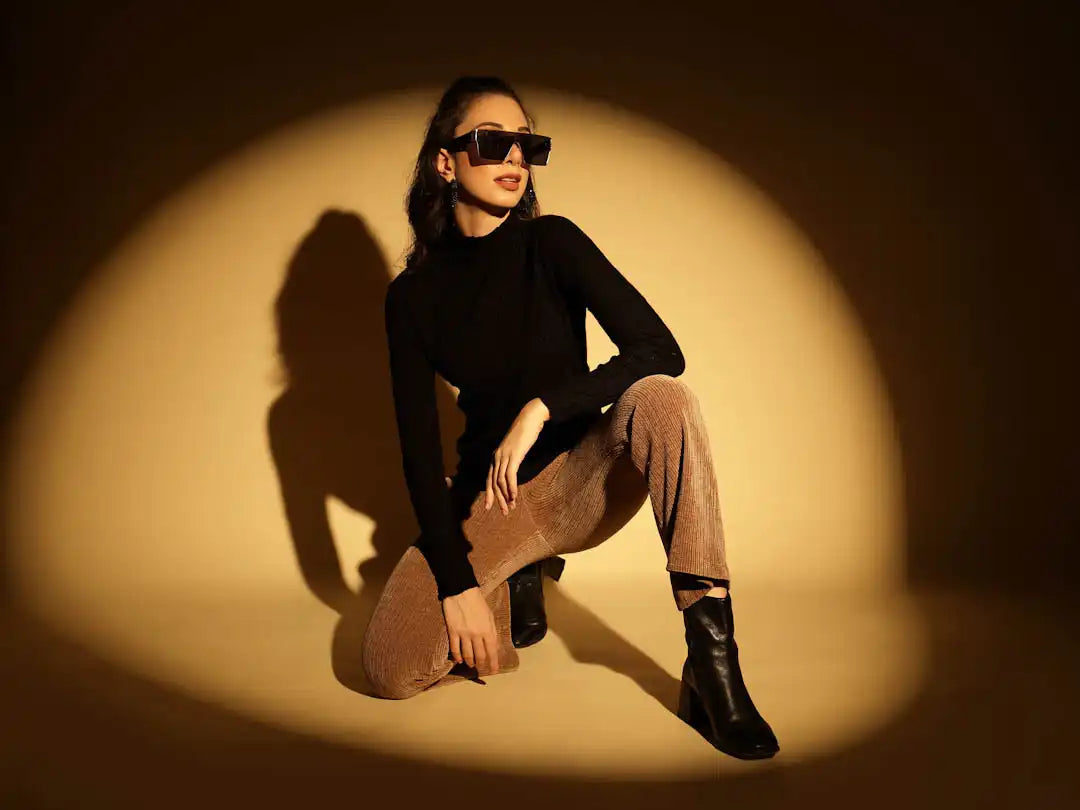 Black Solid Full Sleeve Turtle Neck Knitted Skeevi