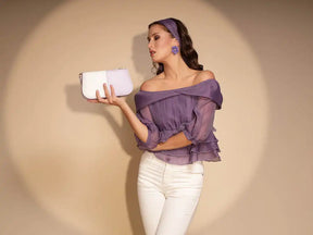 Women's Solid off Shoulder Violet Blouse Top