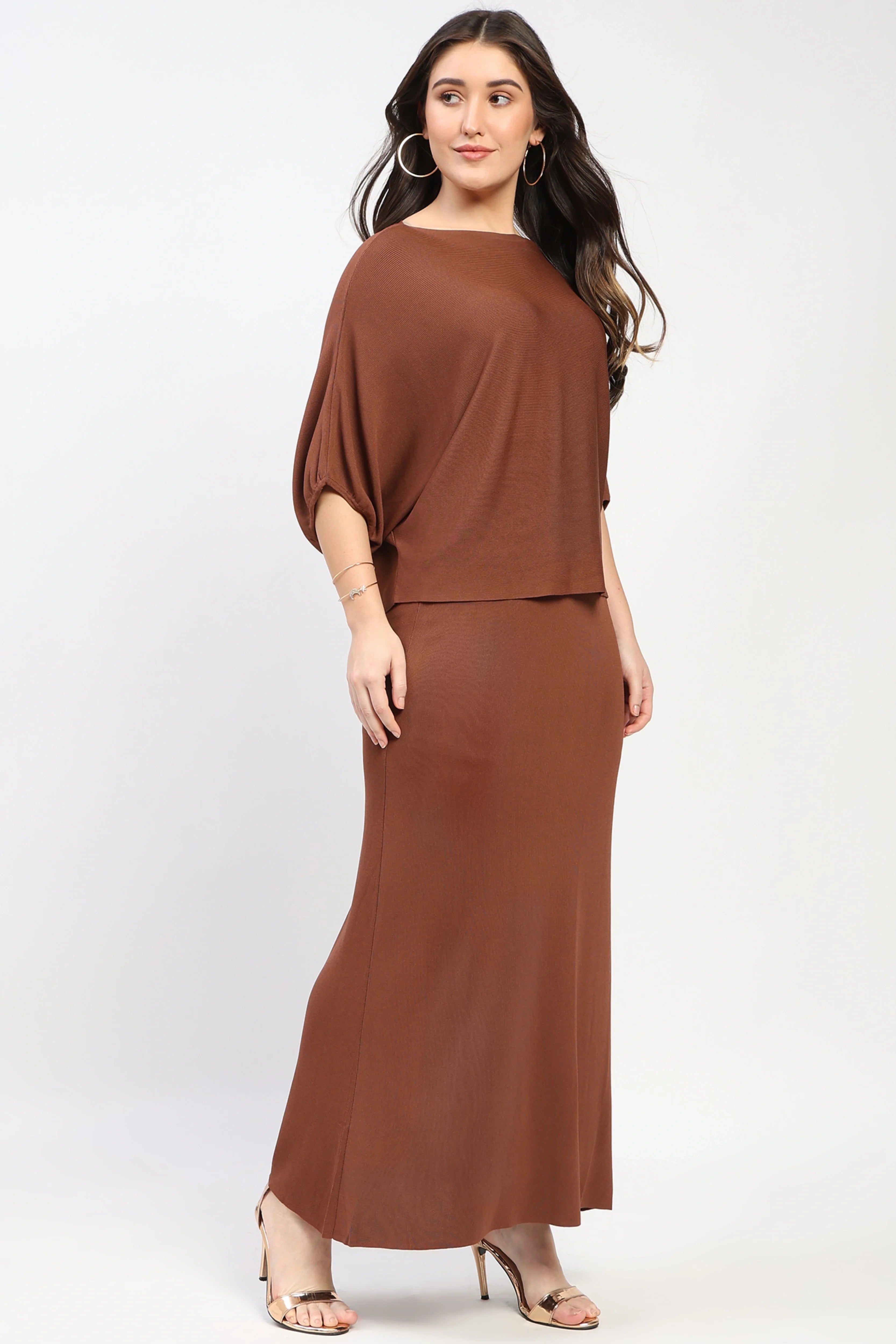 Brown Top & Skirt Co-Ord Set-Global Republic