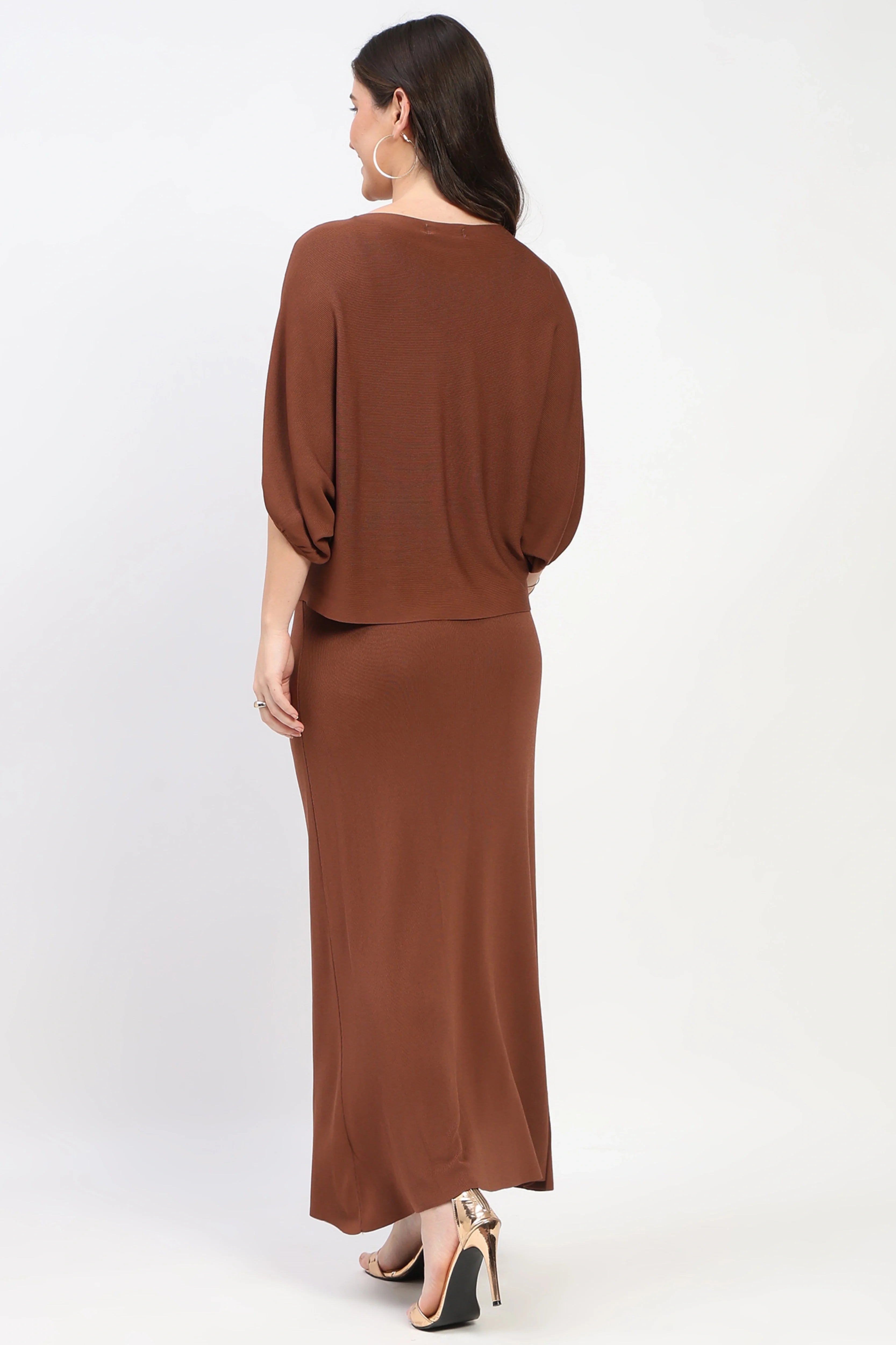 Brown Top & Skirt Co-Ord Set-Global Republic