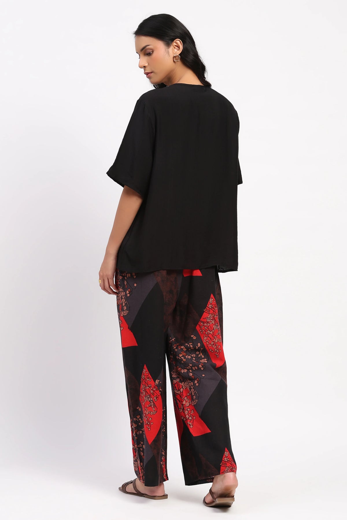 Black Abstract Print Co-ord Set-Global Republic