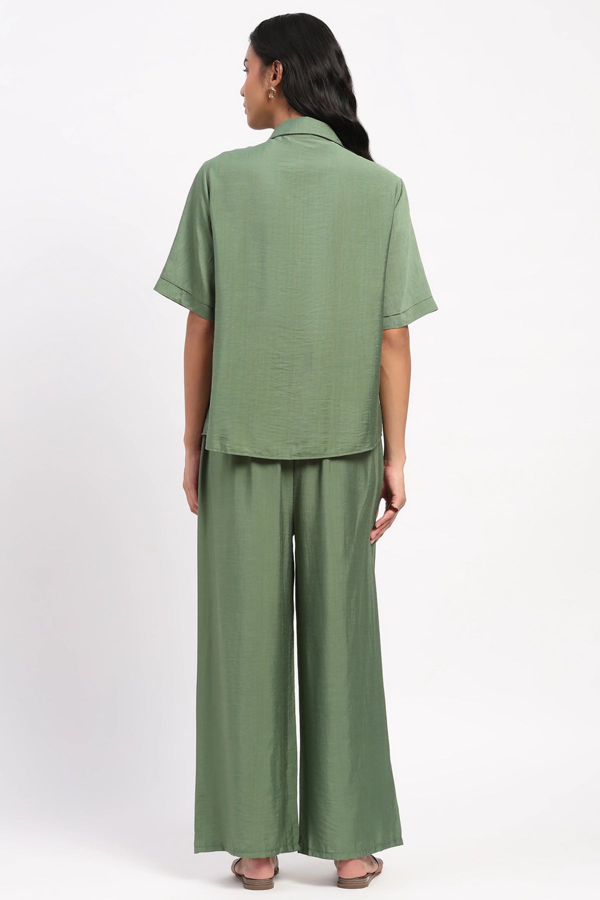 Green Floral Embroidered Set-Global Republic