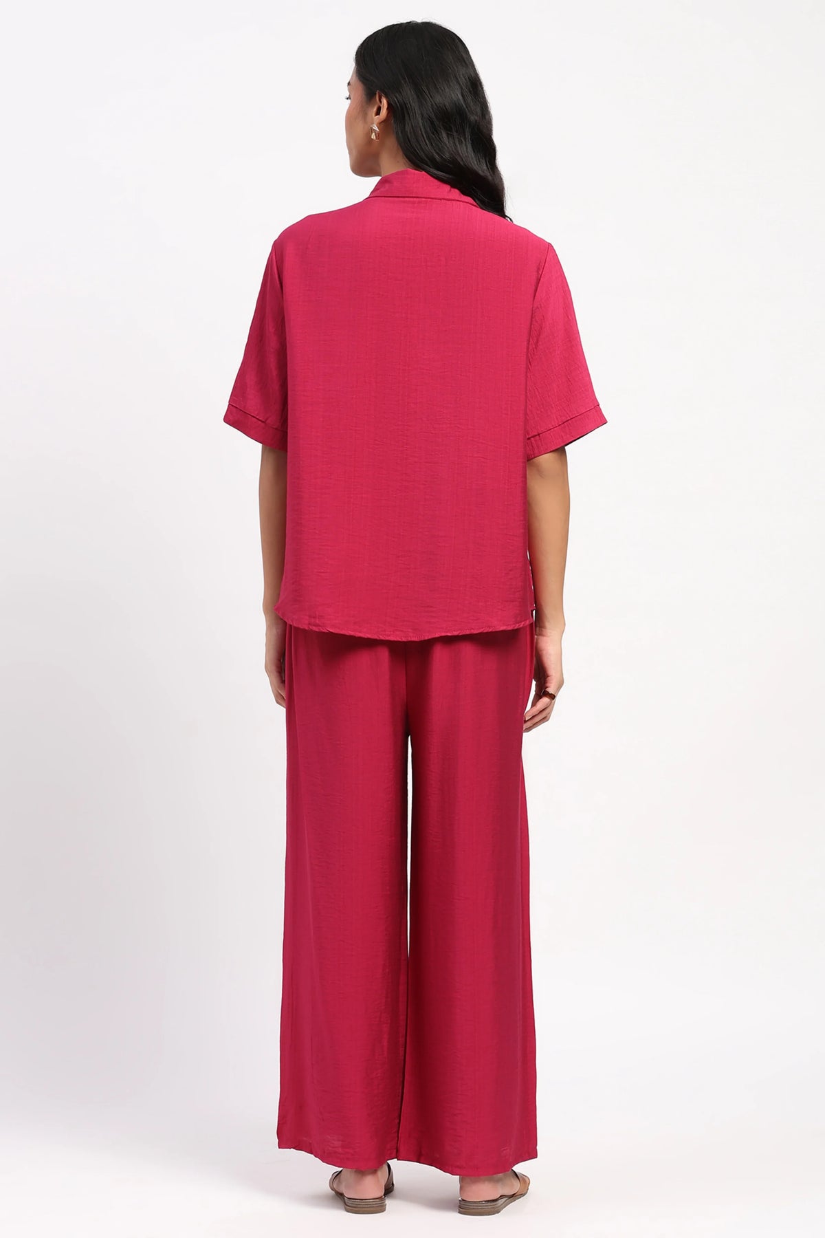 Magenta Floral Embroidered Set-Global Republic