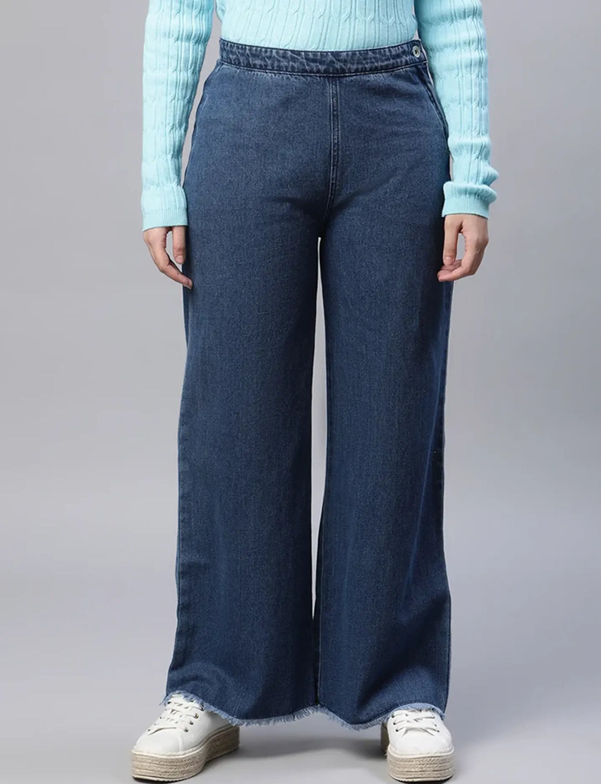 Blue Loose Fit Straight Leg Jeans