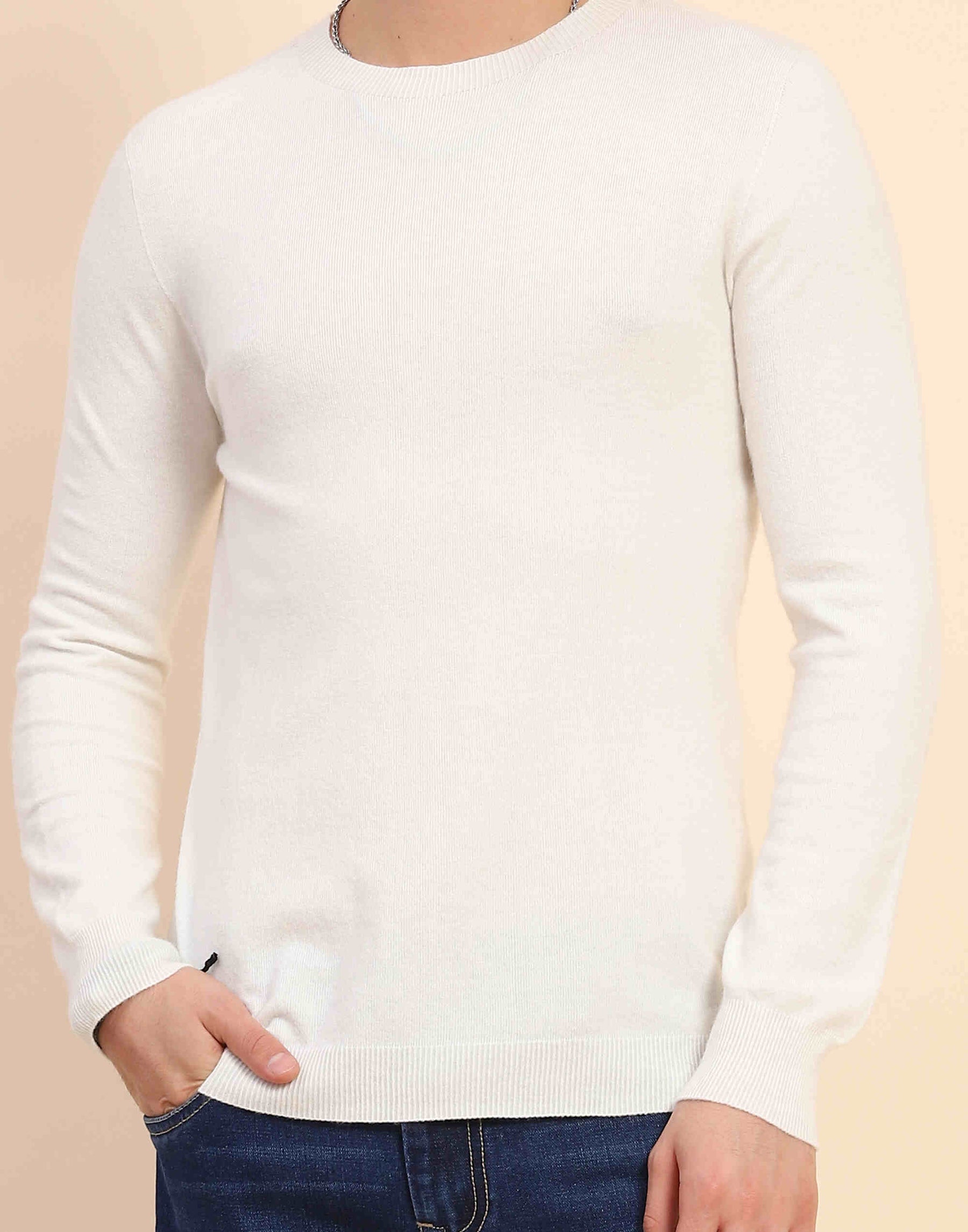 Off White Wool Blend Pullover