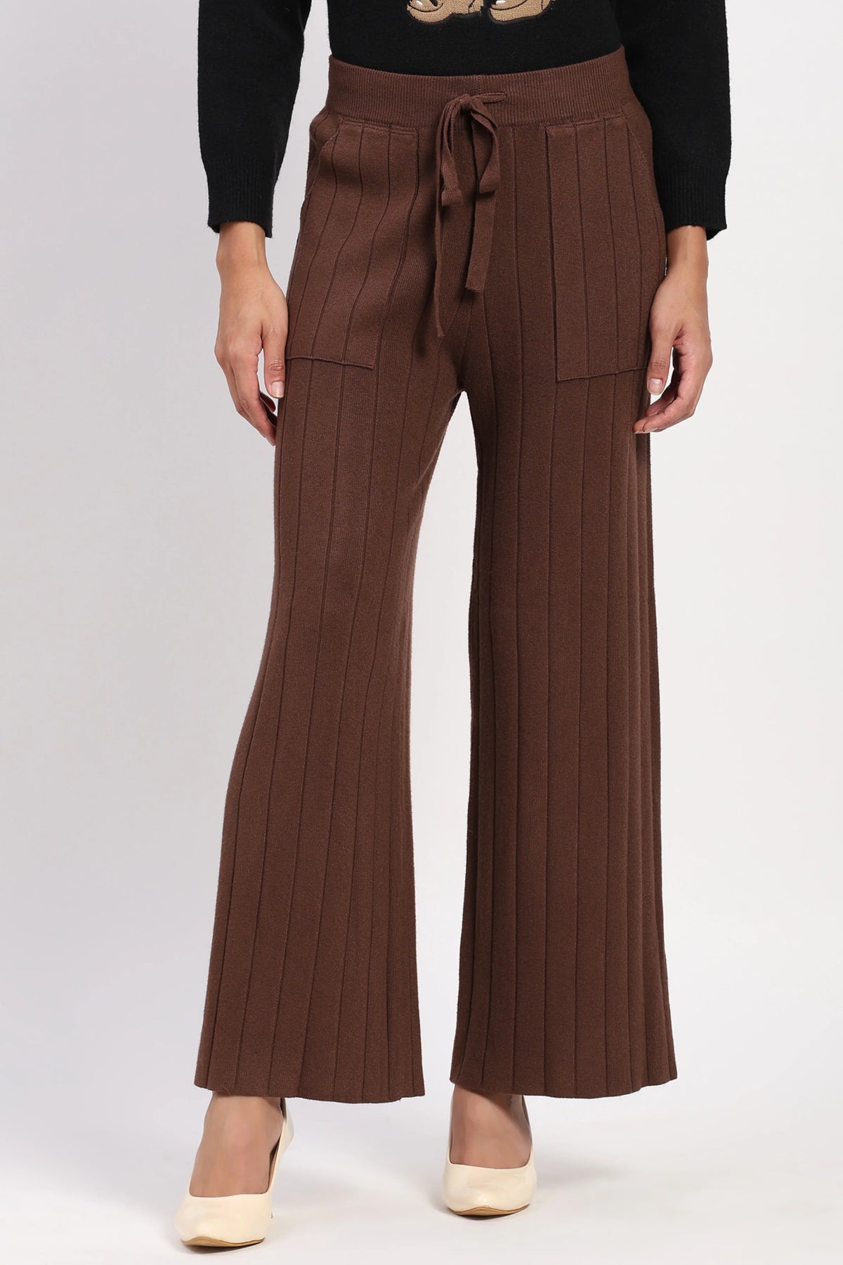 Coffee Self Striped Winter Lower-Global Republic