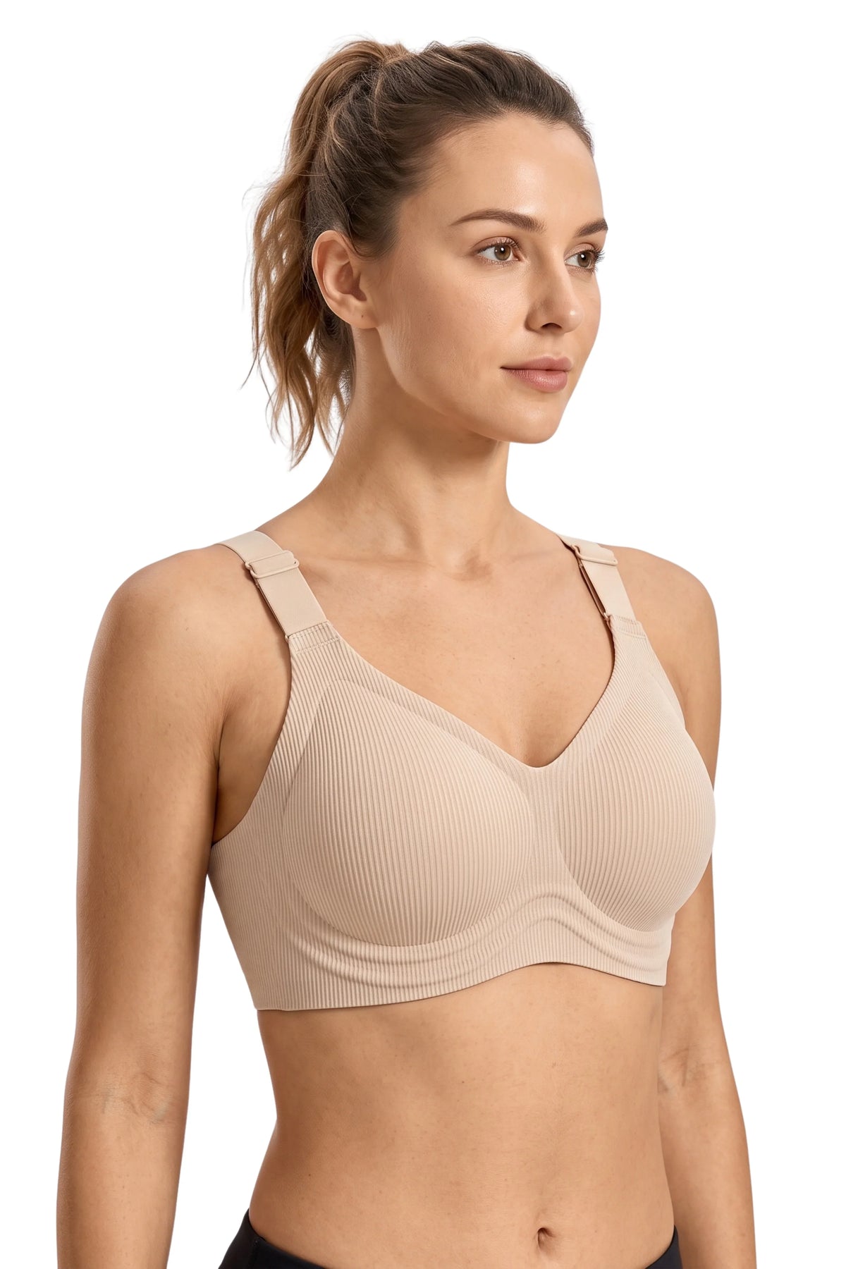 Beige Seamless Lightly Padded Bra-Global Republic