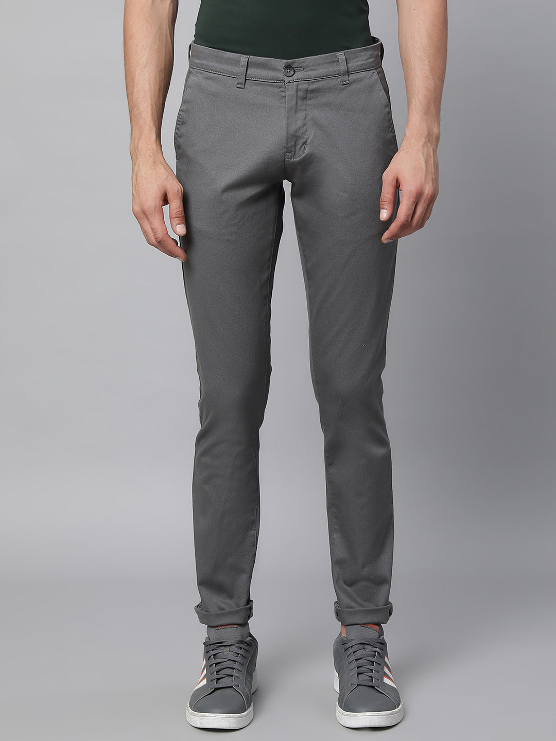 Mens Grey ester Solid Trouser - Global Republic
