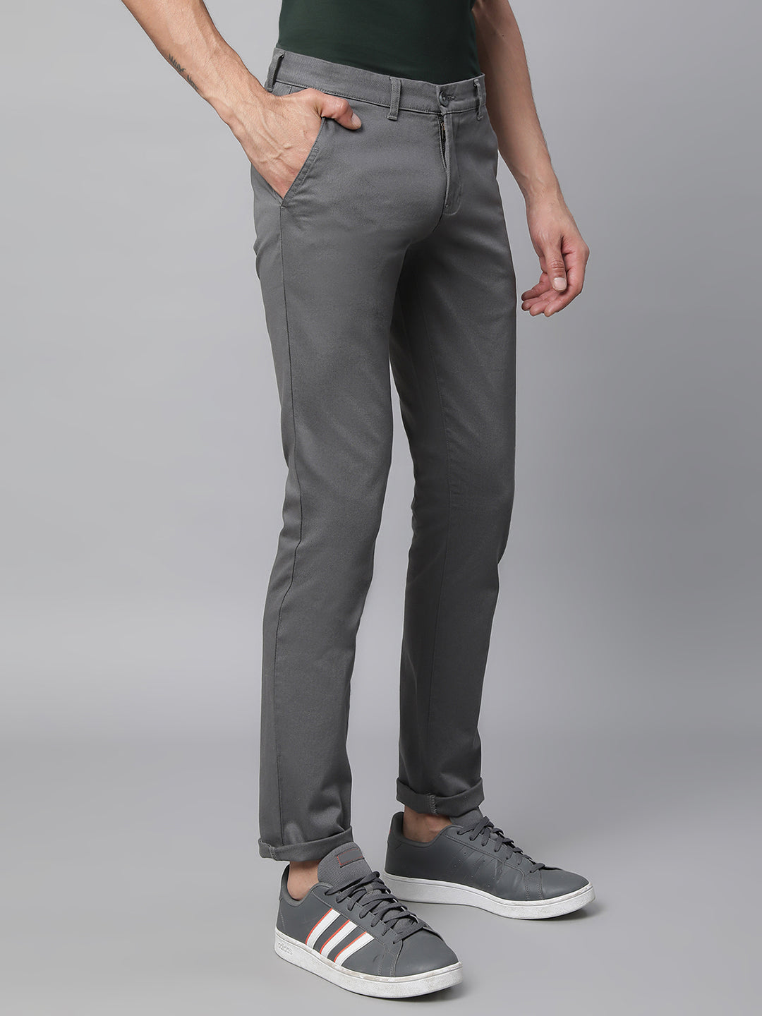 Mens Grey ester Solid Trouser - Global Republic