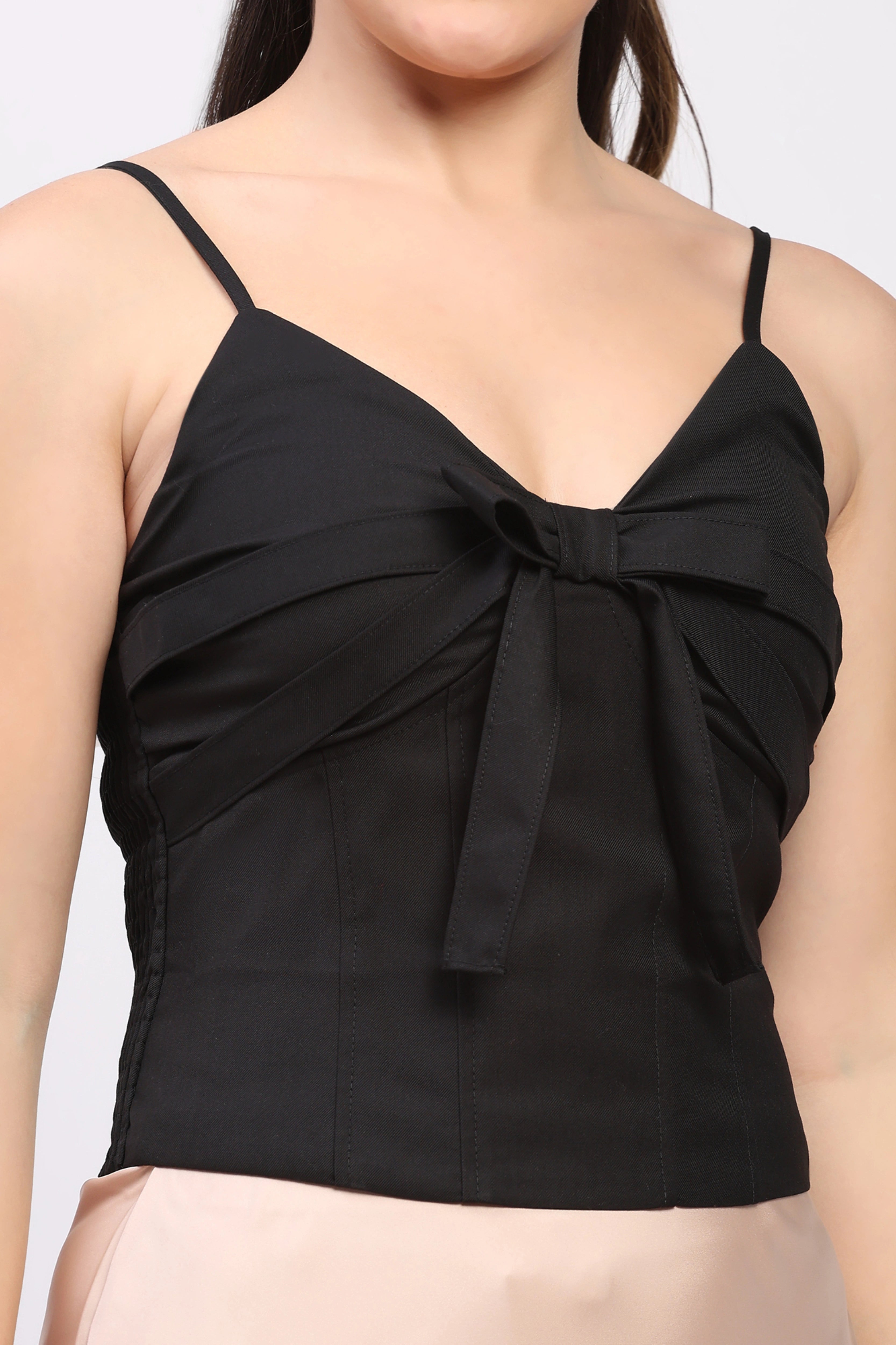 Black Bow-Detail Bralette Top