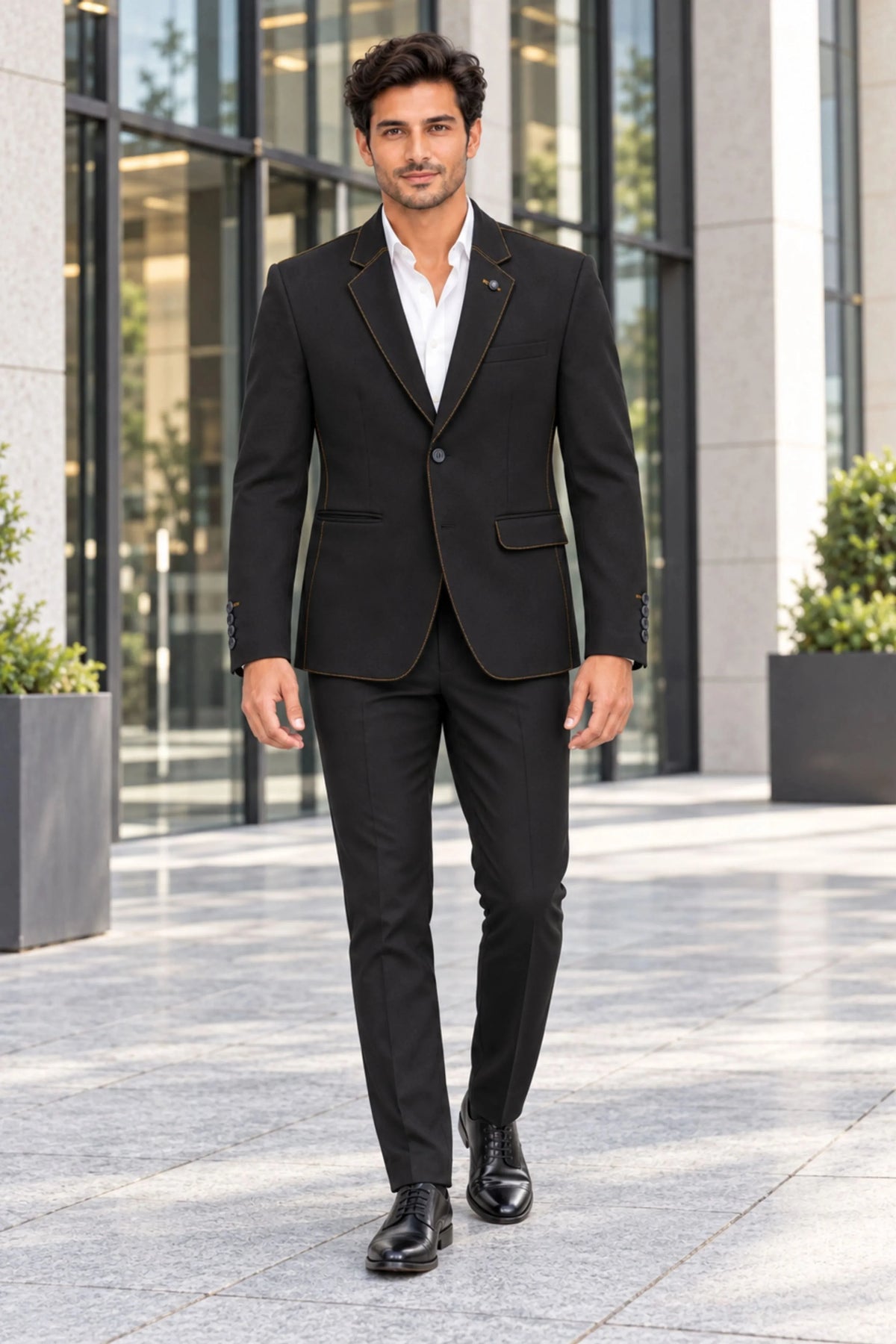 Black Contrast-Detail Coat-Global Republic